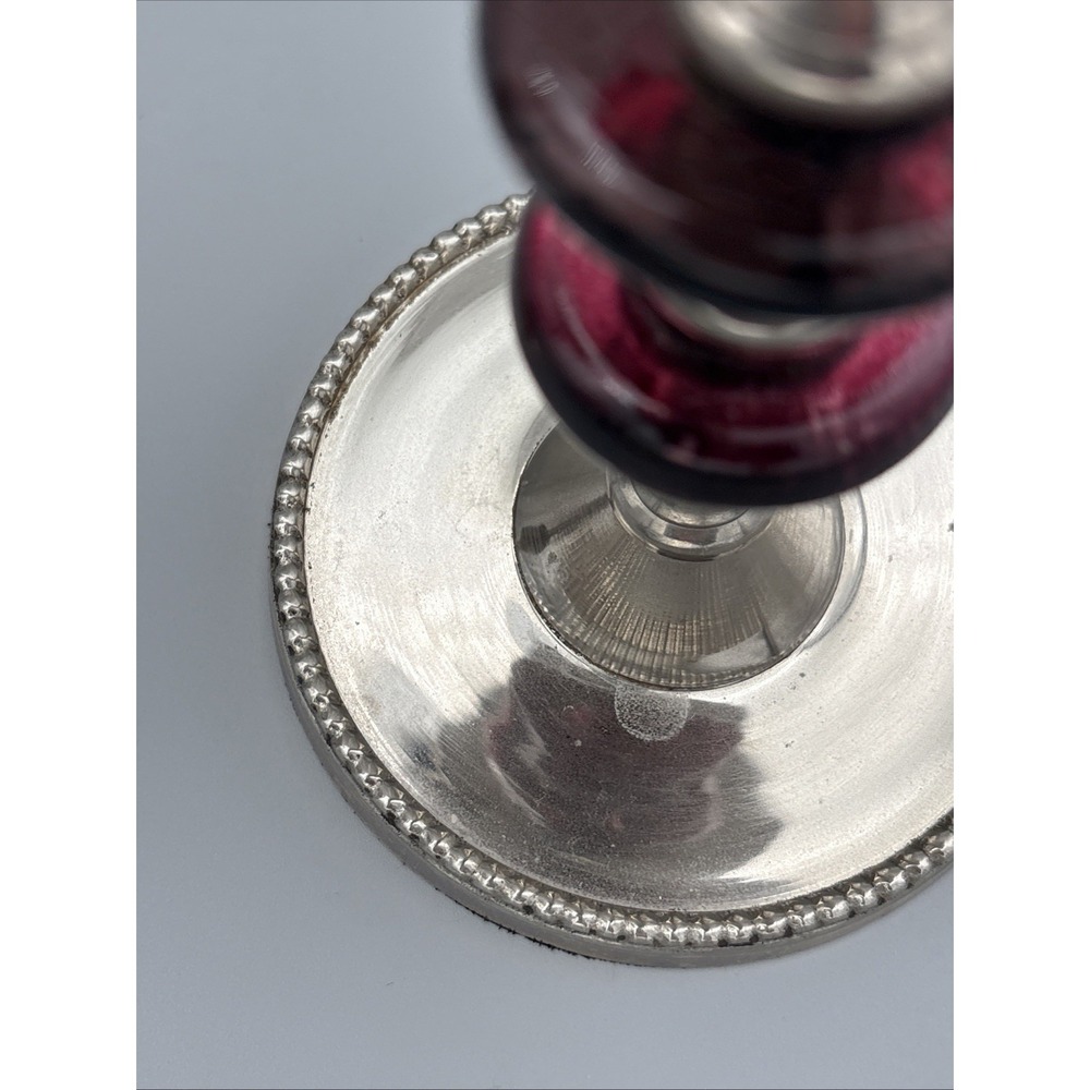 Pillar Candle Holder Set of 2 Made In India Metal Glass Beaded Design Vintage - Picture 13 of 16